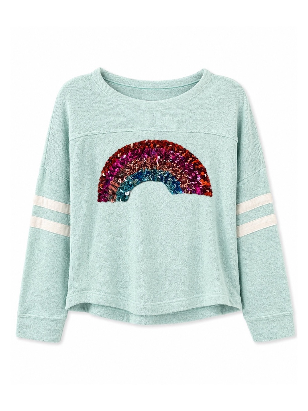 Rumi & Ryder Girls Turquoise Rainbow Sequin Sweater Size XS 4/5